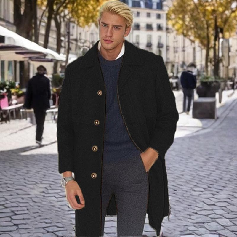 Woolen Men's Coat Nizi Long Coat Large Size Single Breasted 2XL
