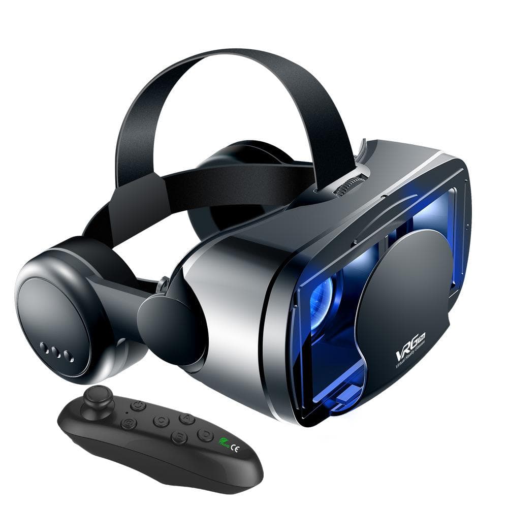 3D VR Smart Glasses Headset Virtual Reality Helmet Smartphone Full Screen Vision Wide Angle Lens with Controller Headset 7 Inch Y1 black