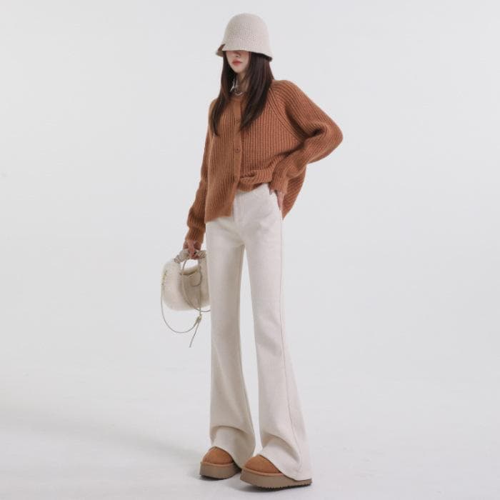 Women's Autumn Bell-bottom Pants for Women's Autumn High-waisted Slim Sports Floor-sleeping Horseshoe Pants XXL