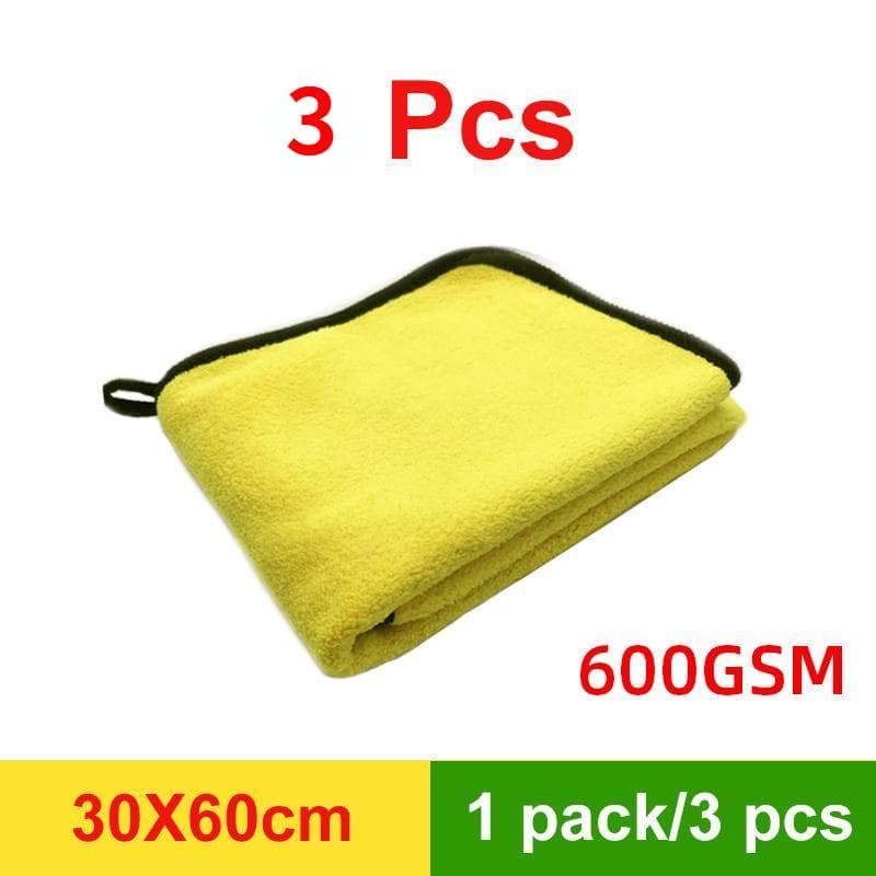 Microfiber Towel Car Microfiber Cloth Wash Towel Microfiber Cleaning Cloth Car Wash Drying Towel Auto Detailing 30x60cm/1 pack /3 pcs yellow