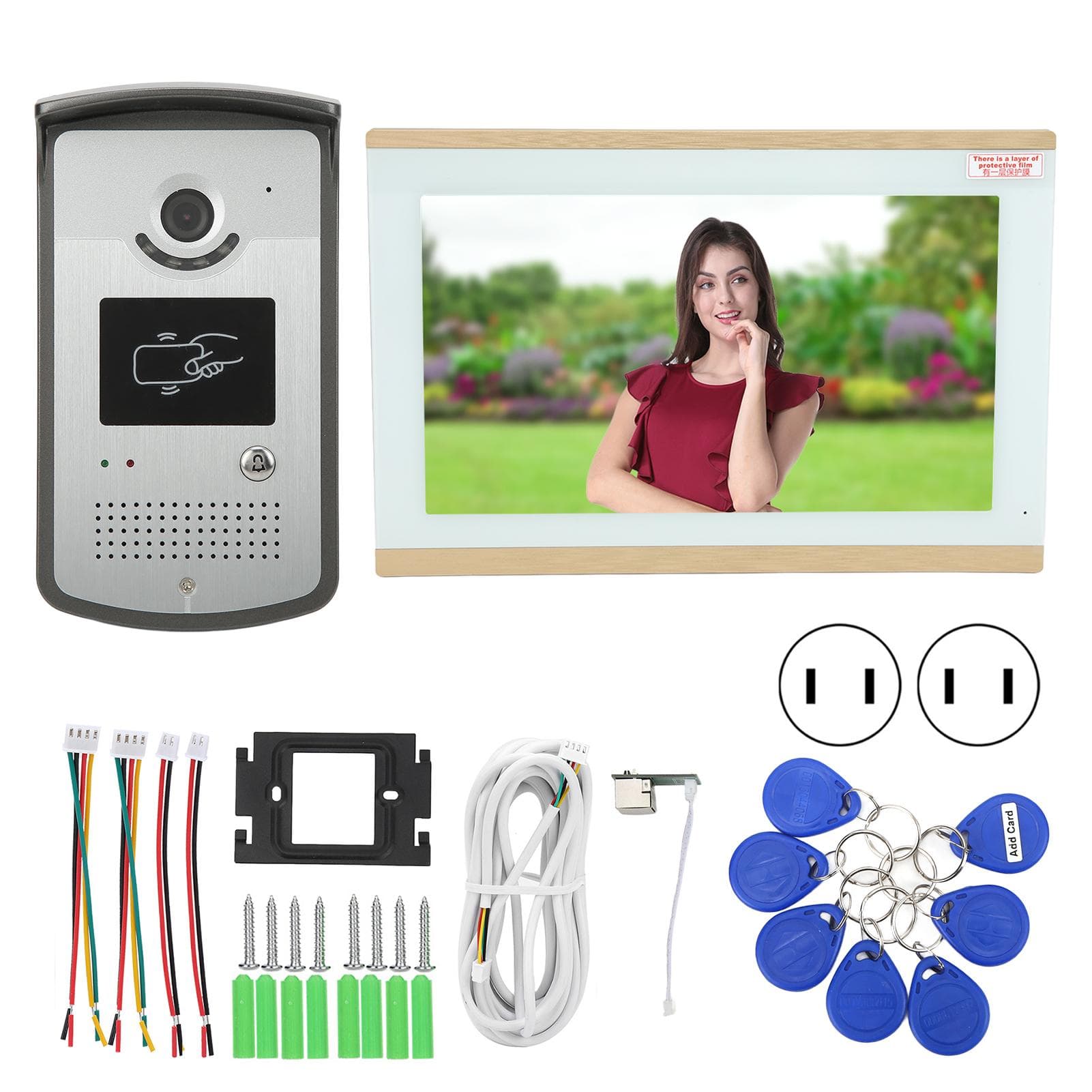 10in WIFI Video Door Phone Wired Video Intercom System for Tuya Smart APP 100?240VUS Plug