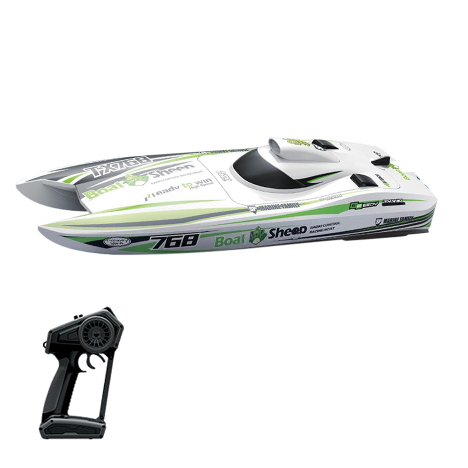 Remote Control Boat 2.4GHz High Speed 30km/h Brushless Turbojet Speedboat Remote Control Ship 1 battery white