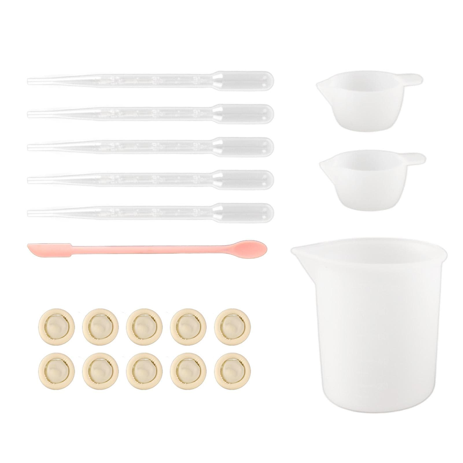 Silicone Measuring Cup Tool Kit Spatula Finger Gloves Pipettes Epoxy Resin Mixing Tool Set for