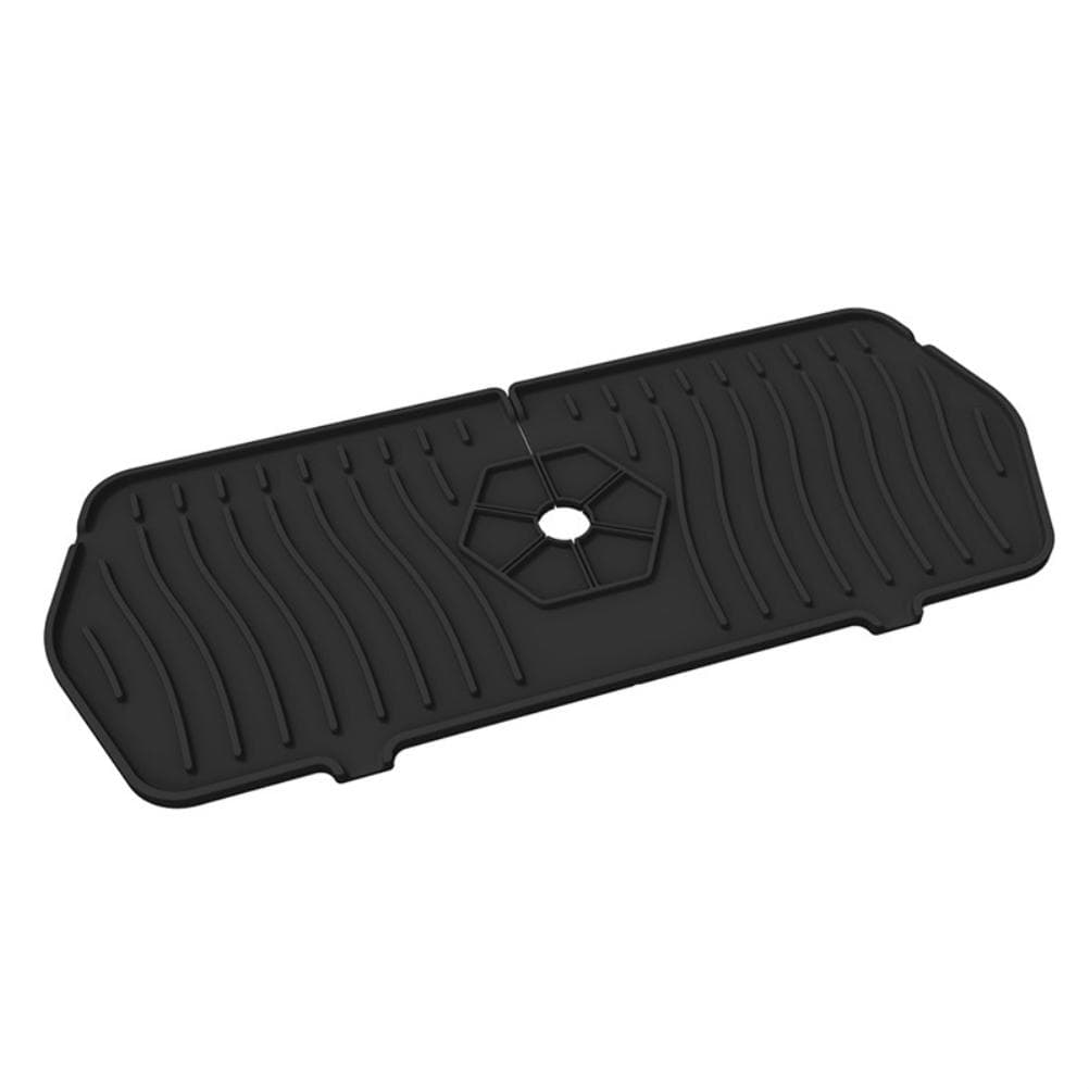 Kitchen Faucet Sink Splash Guard Silicone Faucet Water Catcher Mat Sink Draining Pad Behind Faucet black