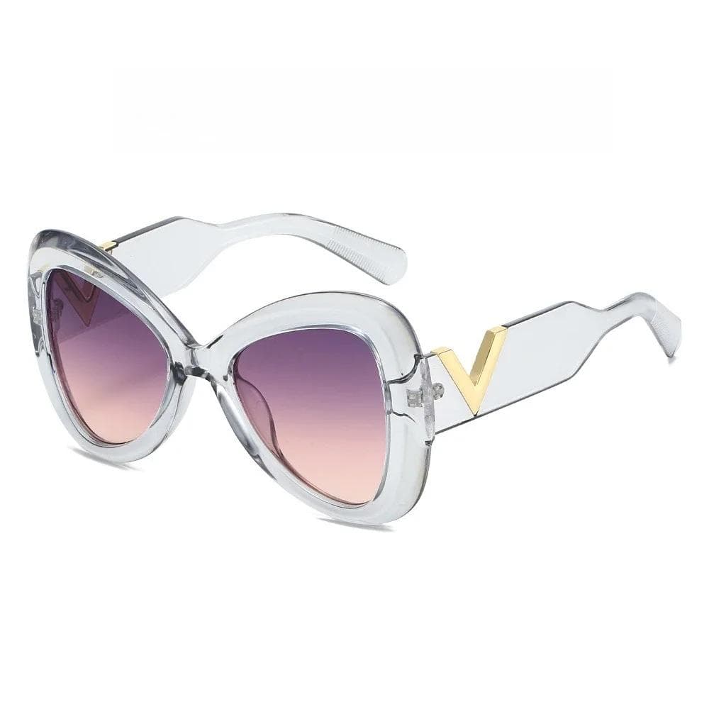 New Cat Eye Sunglasses Vintage Large Frame UV Resistant Glasses Essential Sunscreen for Outdoor Travel As Picture