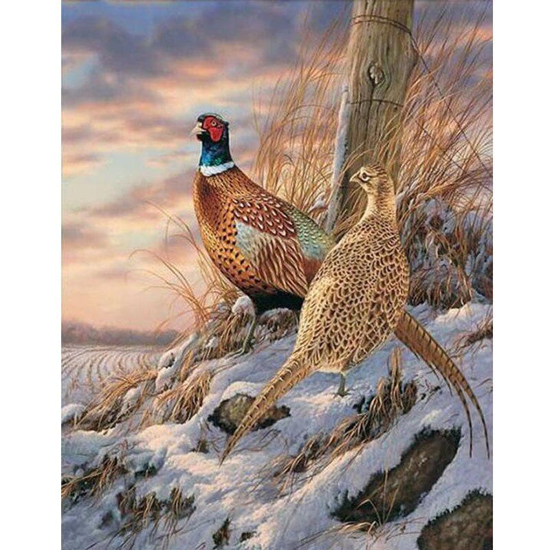 Full Drill Two Pheasants Diamond Painting Cross Stitch Embroidery Hobbies and Crafts Wall Sticker 20X30CM