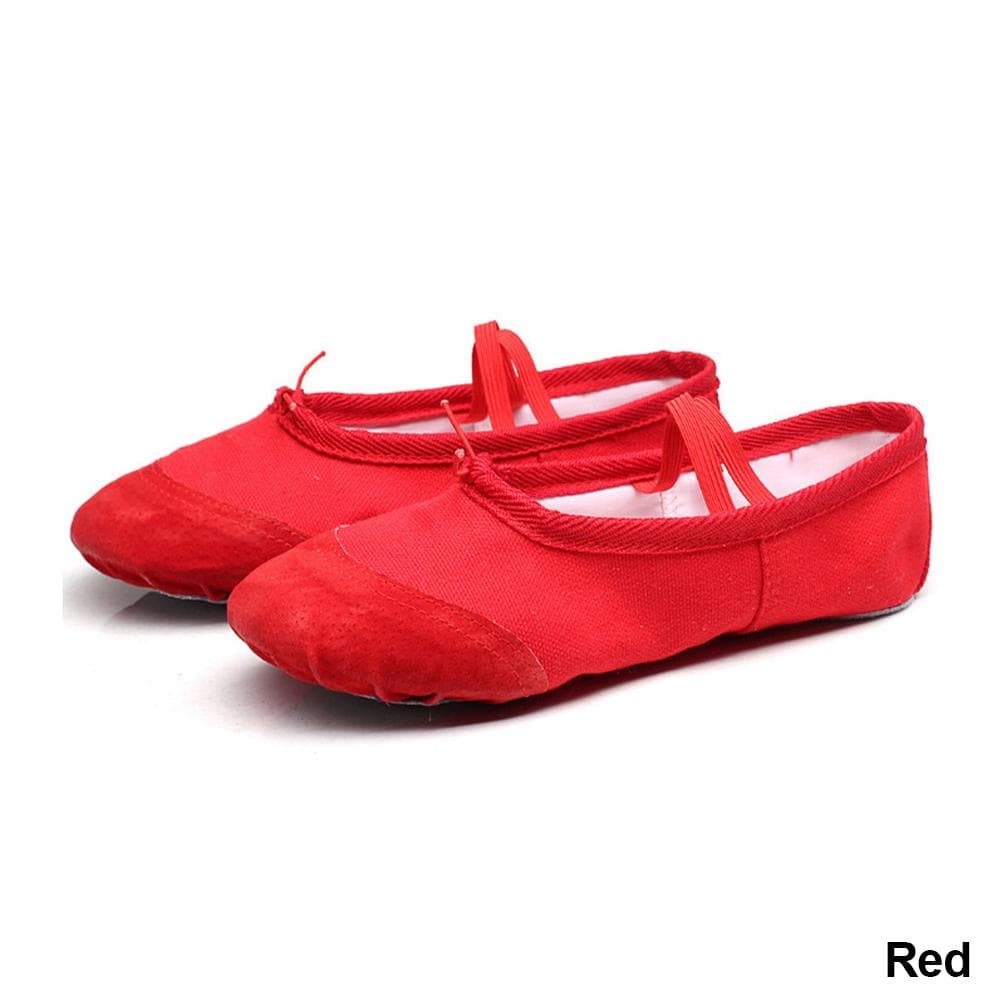 Girls Ballet Shoes Kids Dance Slippers Professional Canvas Soft Sole Ballet Dance Girls Female Ballet Yoga Gym Dance Shoes 39 red