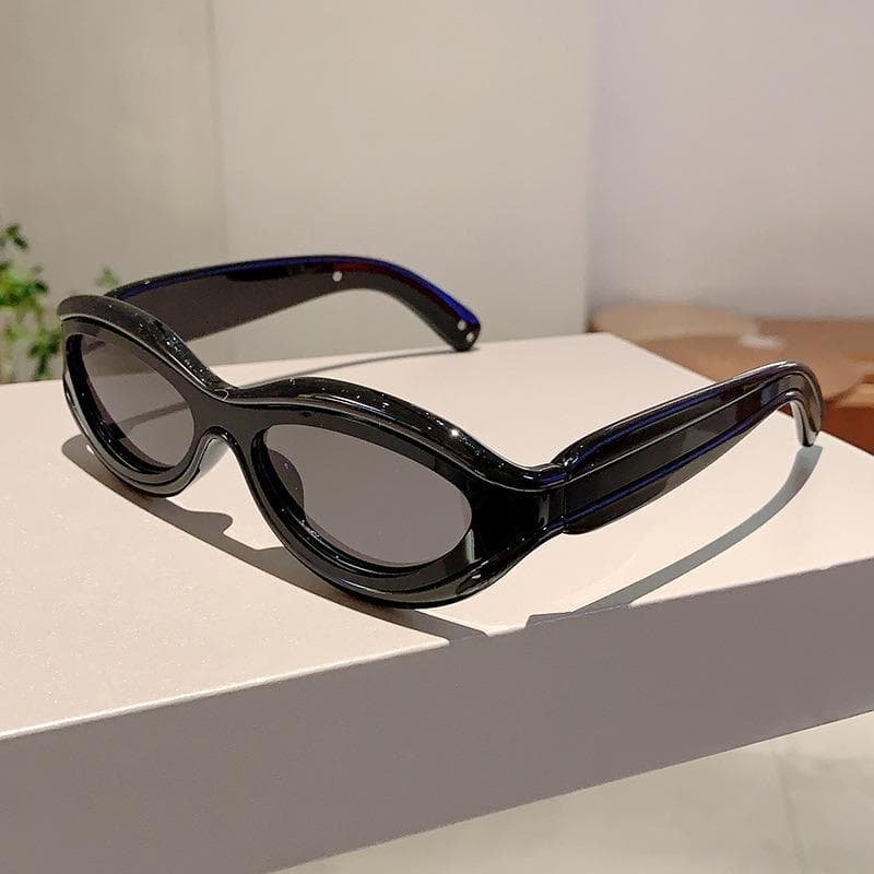New Fashion Oval Cat Eye Sunglasses Women Men Leopard Black Frame PC Lens UV400 Sun Protect