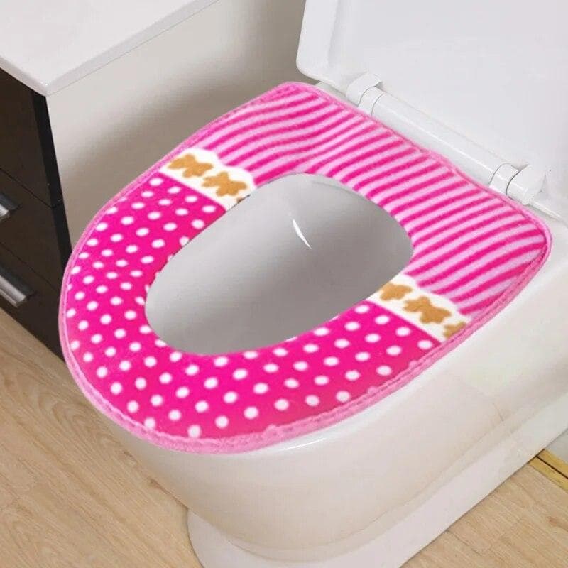 1Pcs Washable Winter Warm Toilet Seat Cover Closestool Mat Bathroom Accessories Soft O-shape Toilet Seat Pad pink