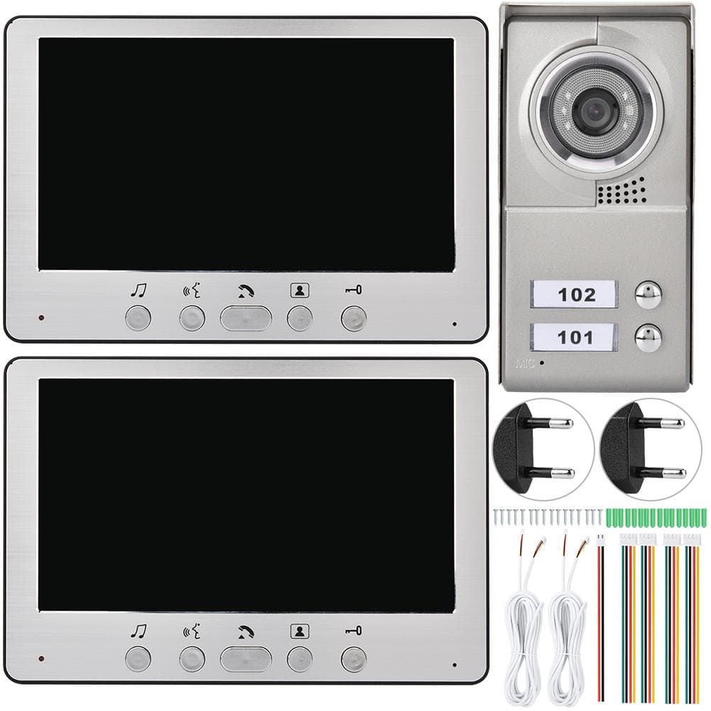 7inch Apartment 2 Units Wired Video Door Phone Visual Entry Intercom System110-