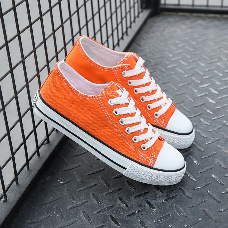 Fashion Canvas Shoes Couples Students Sports Solid Color Canvas Shoes 39 orange