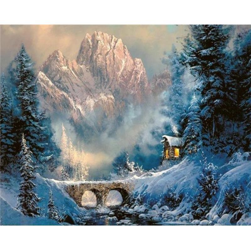 Landscape of Mountain Full Diamond Embroidery Beads Cross Stitch Round Diamond Sets Unfinished 20X30CM