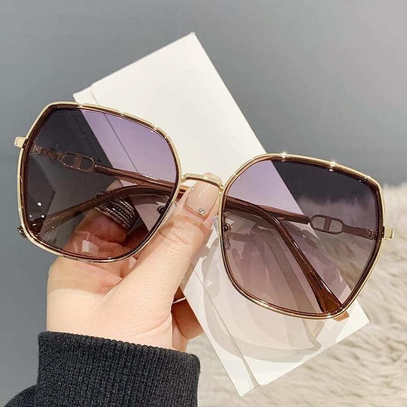 Korean Style Metal Frame Square Sunglasses for Women UV Protection Fashion Shades