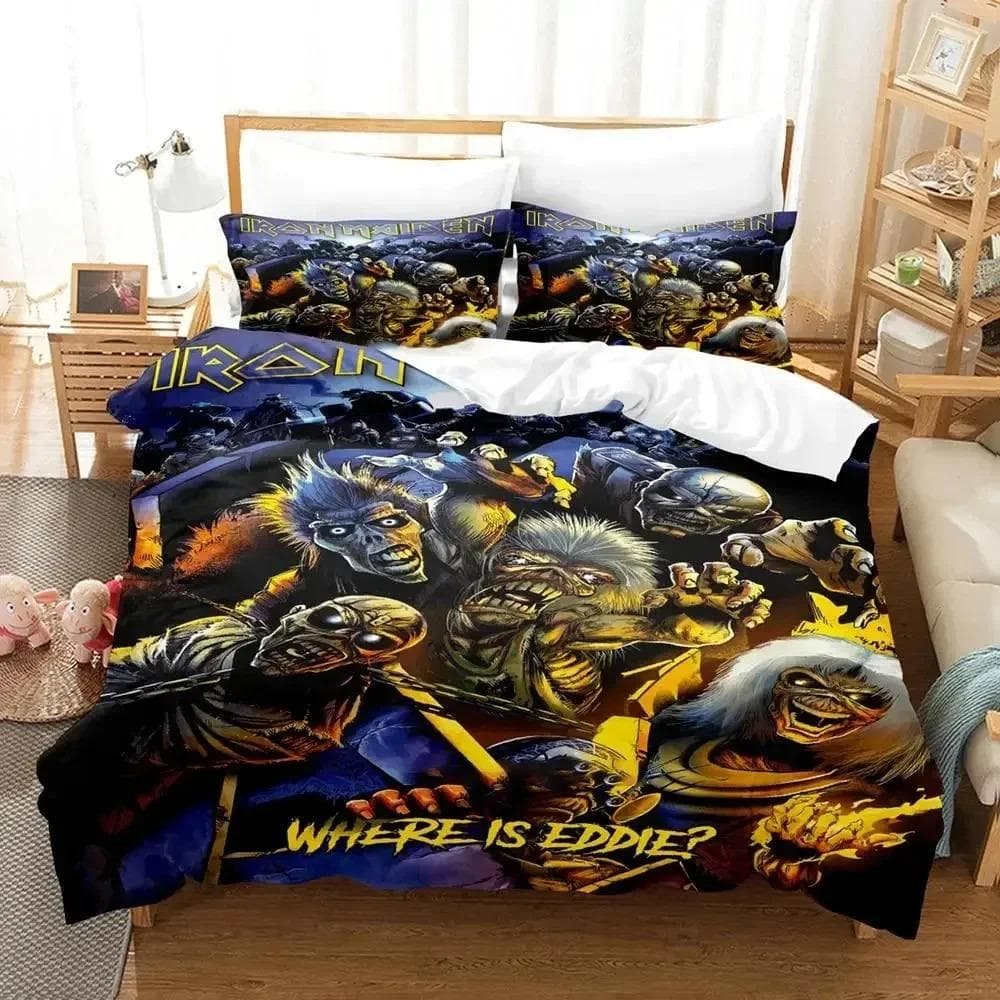 Iron Heavy Metal Maidens Bedding Set Duvet Cover Bed Set Quilt Cover Pillowcase Comforter king Queen Size Boys Adult Bedding Set 135x200cm 2pcs
