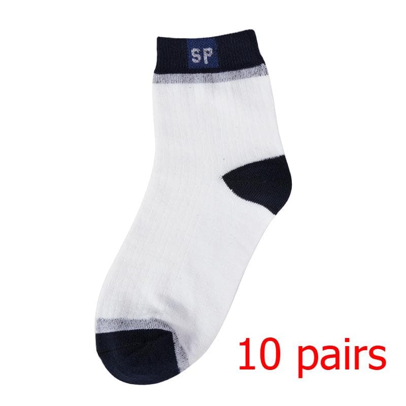5 Pairs Men's SP Striped Socks Lot Color Matching Sports Socks Spring Casual Socks Pack 10 Pairs white