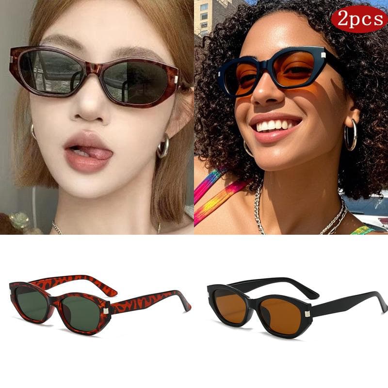 1/2pcs Fashion Small Frame Cat Eye Sunglasses UV Protection Ladies Outdoor Trending Celebrities Eyewear Simple Design show as picture