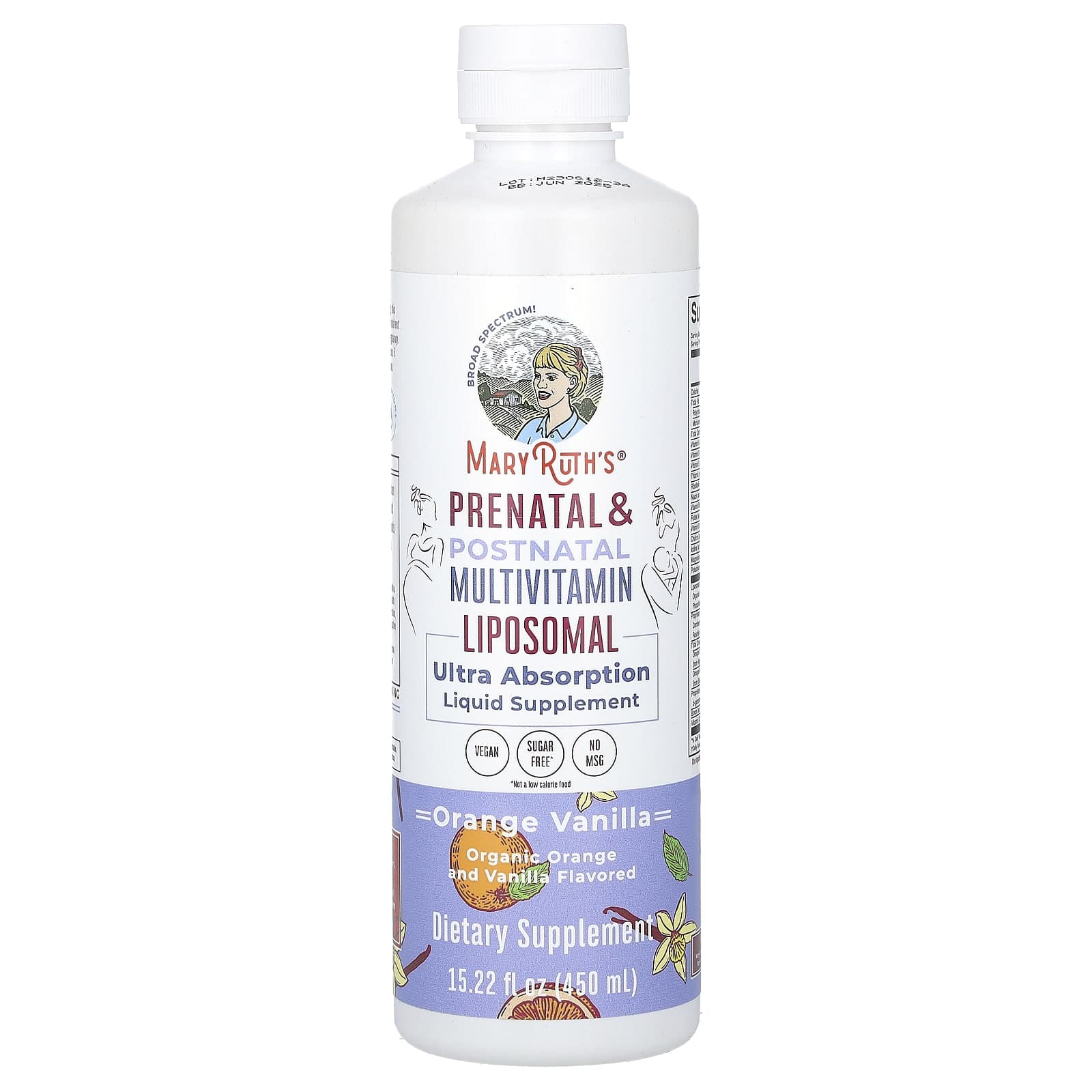 MaryRuth's, Prenatal and Postnatal Multivitamin, Orange Vanilla, 15.22 fl oz (450 ml)