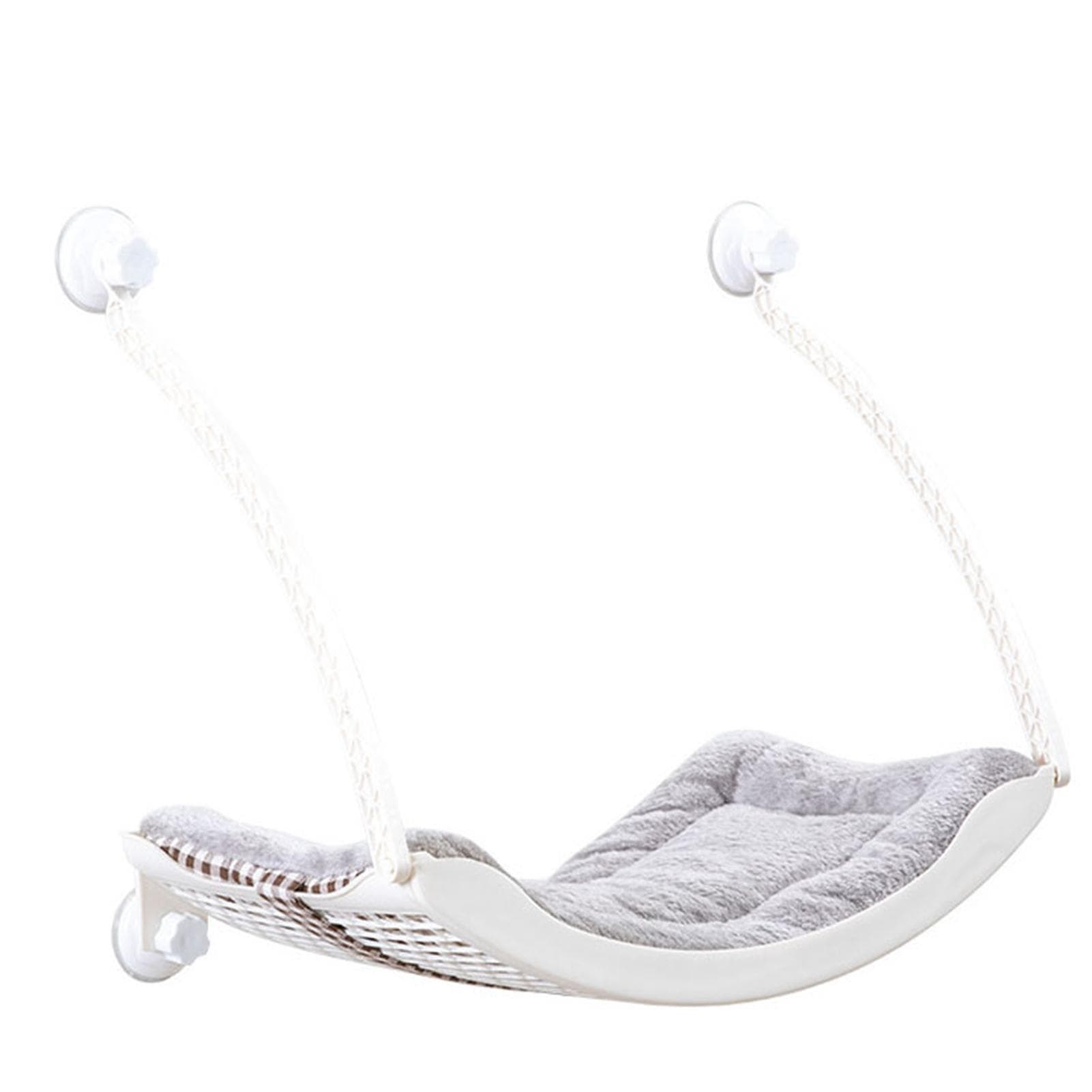 Cat Window Hammock Suspended Ventilation Grid Strong Load Bearing Velvet Cat Window Perch for Cat pure white