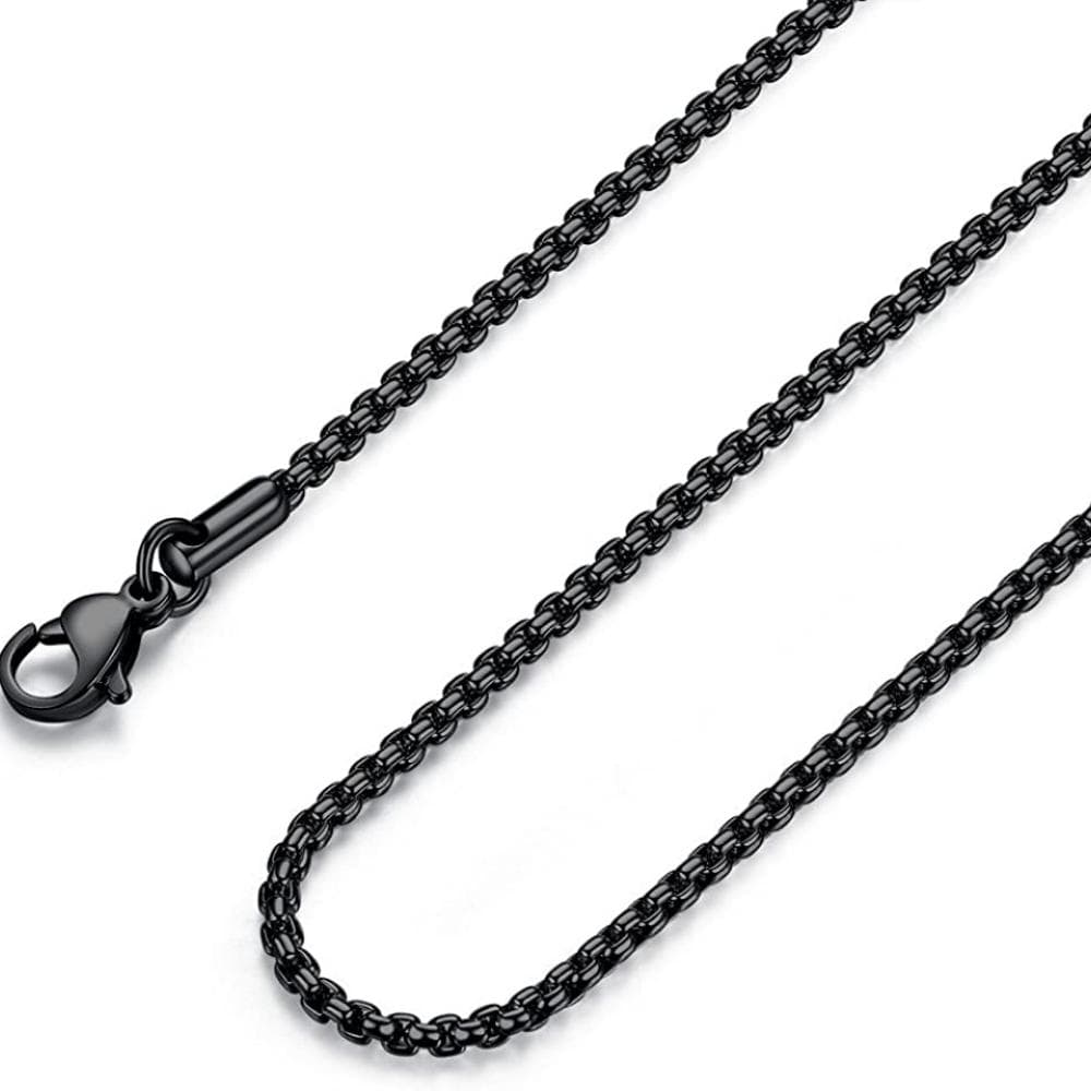 2.4MM Mens Womens Stainless Steel Black Rolo Cable Chain Necklace 60cm 23.6 Inch 23.6 in black