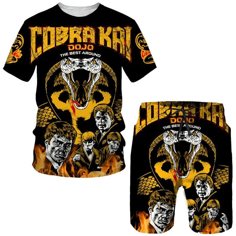 Summer Cobra Kai 3D Printed T-Shirt/Shorts/Suit Men's Cool Short Sleeve Athletic Set Casual Hip Hop Sportswear 2 Piece Tracksuit L