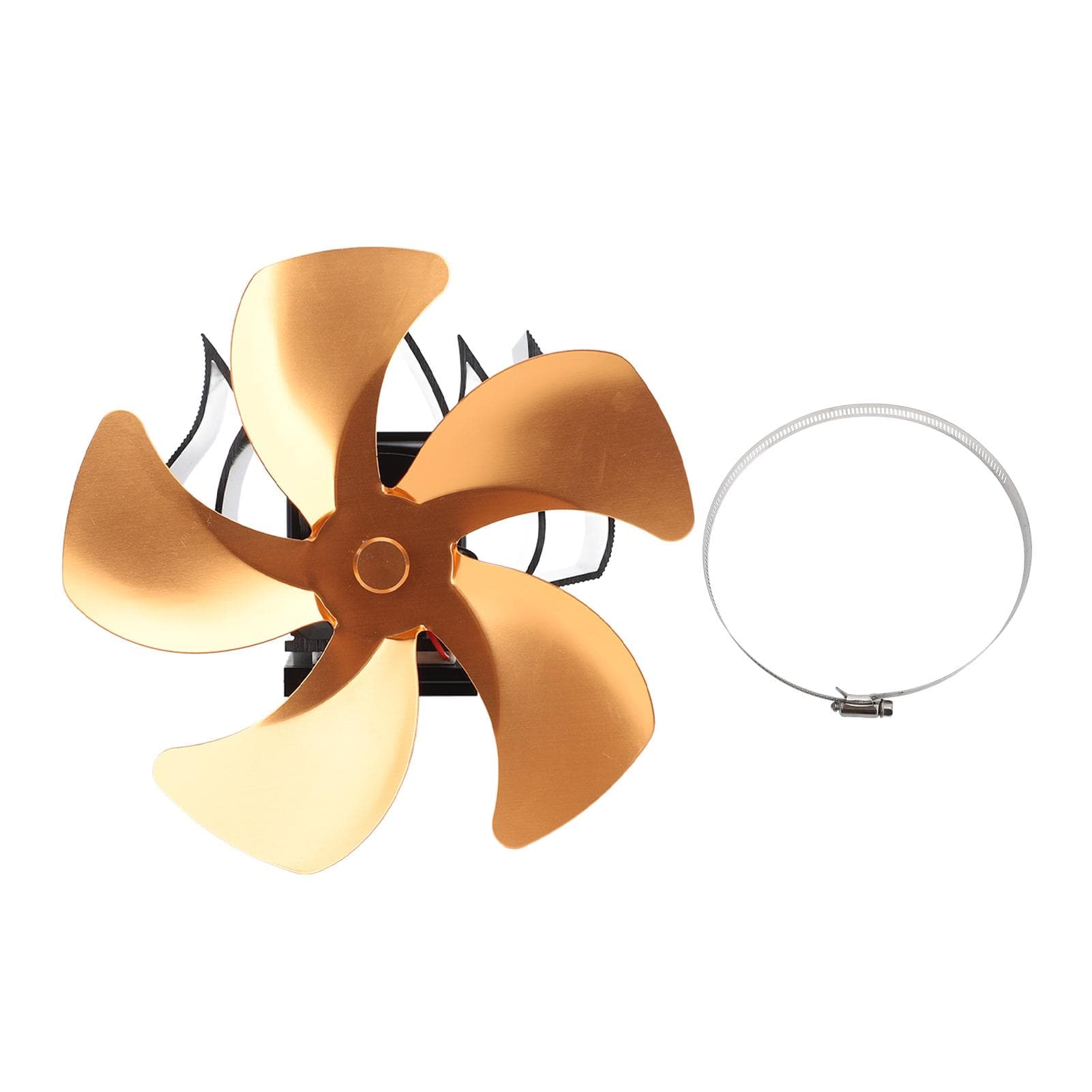 5 Blade Heat Powered Stove Fan Aluminum Alloy Noiseless Wall Hanging Thermal Powered Fireplace Fan gold