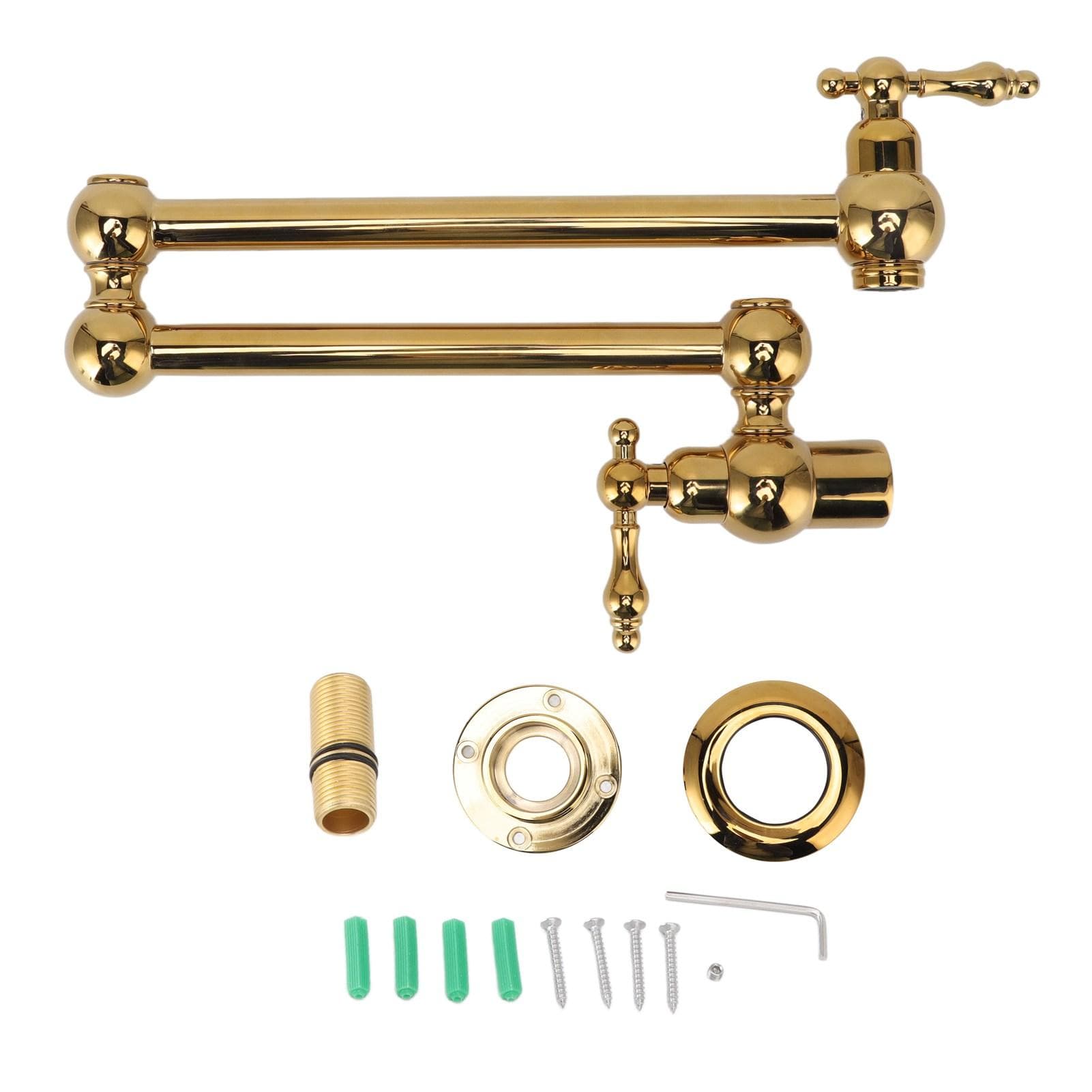 G1/2 Wall Mounted Kitchen Faucet Single Cold 360 Degree Rotating Sink Faucet Folding Copper Water Titanium