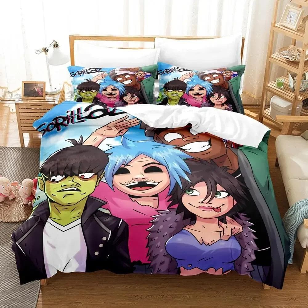 Gorillaz Bedding Set 3D Single Twin Full Queen King Size Bed Set Aldult Kid Bedroom Duvet cover Sets 3D Print Game bed sheet set 70x133cm 2pcs