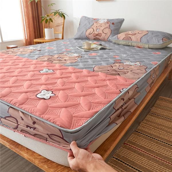 Thicken Bedspread Linens Bed Mattress Cover Non-slip Bed Prottector Cover with All-around Elastic Bedsheet Fitted Sheet No Pillowcase 90x200cm Only A Sheet