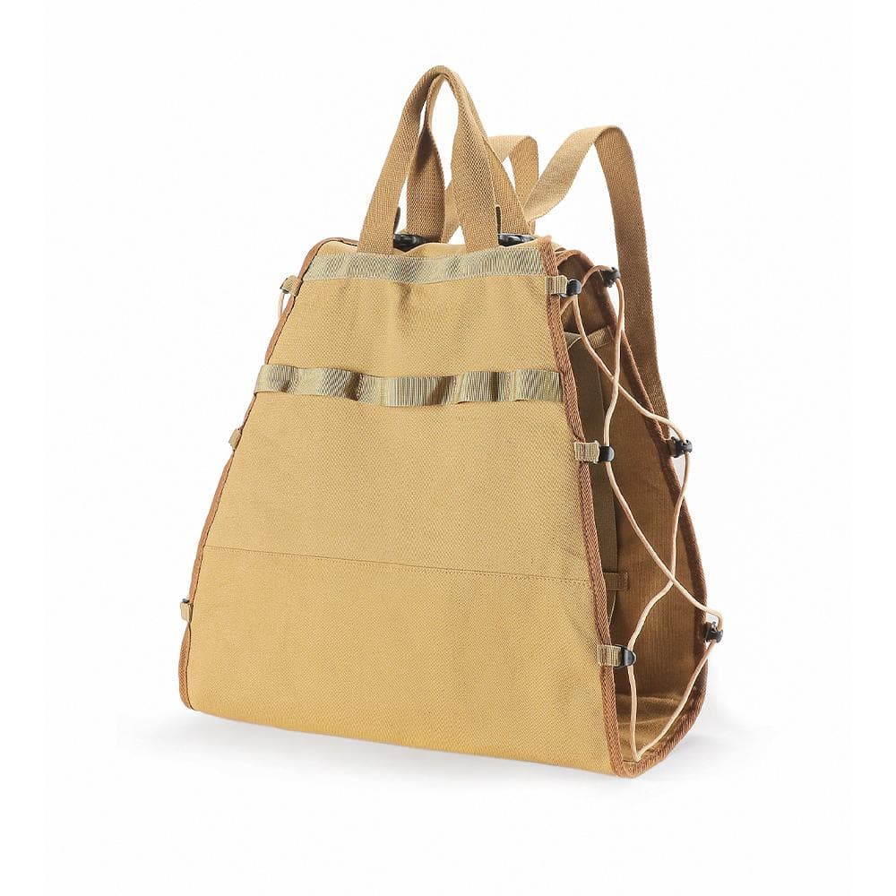 Firewood Carrier Canvas Bag Wood Carrying Holder Bag with Handles and Shoulder Strap for Fireplaces khaki