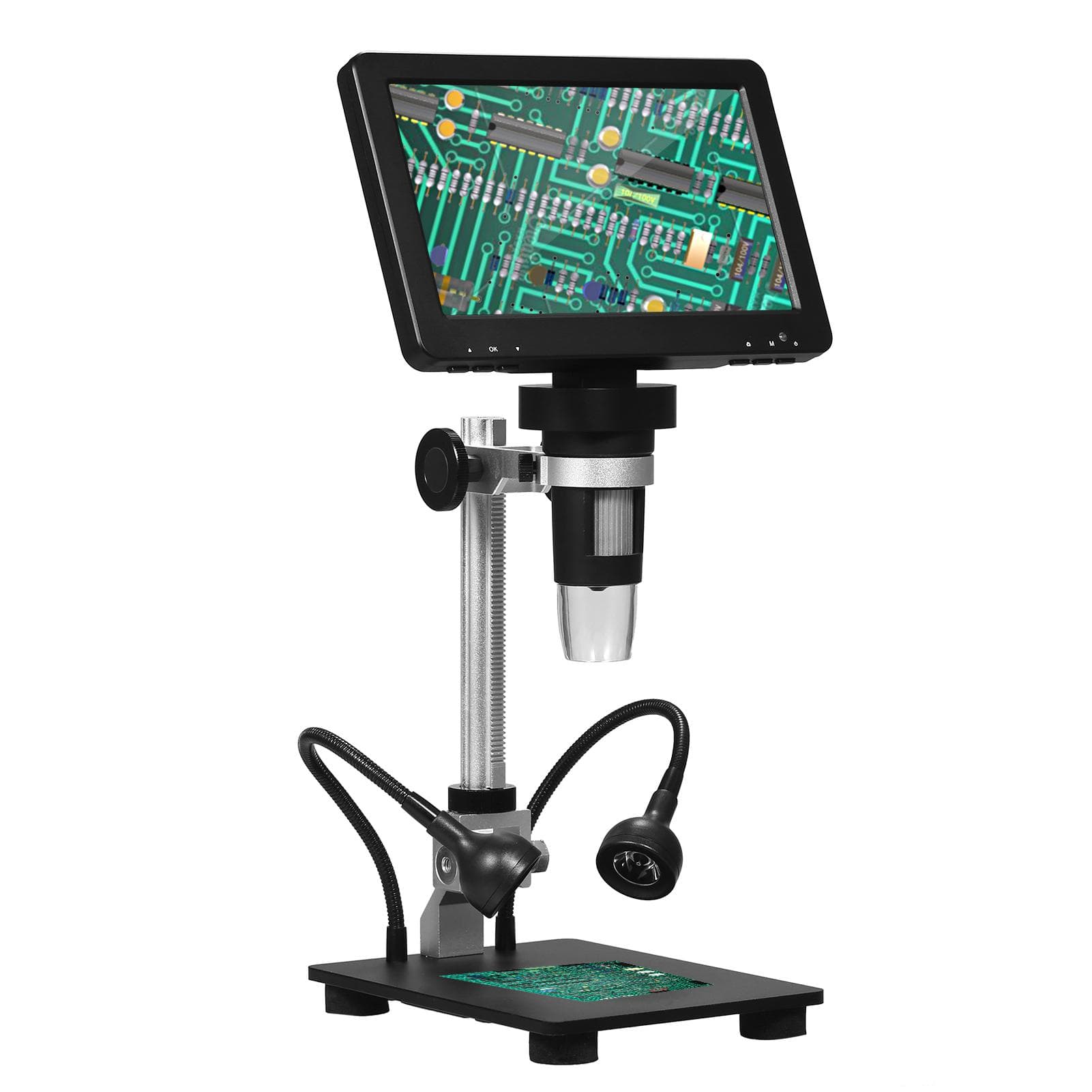 DM9H Coin Microscope with 7'' IPS Screen 1200X Magnification Soldering Microscope Longer 8.5'' black