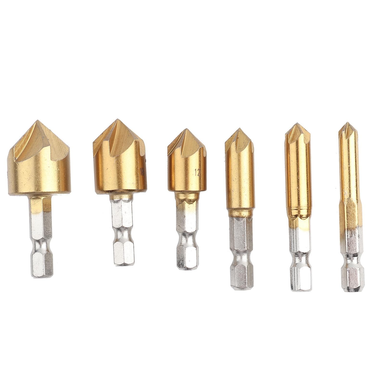 6pcs HSS Chamfer Countersink 14 Hex Shank 90 Degree Wood Chamfering Cutter 6mm19mm