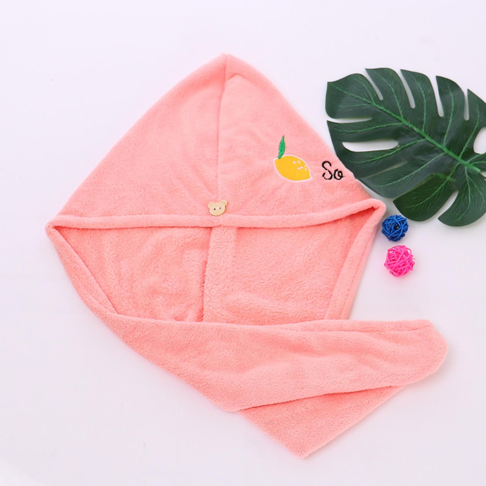 Coral Fleece Hair Drying Towel Cartoon Hair Towel Wrap Bathroom Hair Drying Hat for HouseholdPink pink