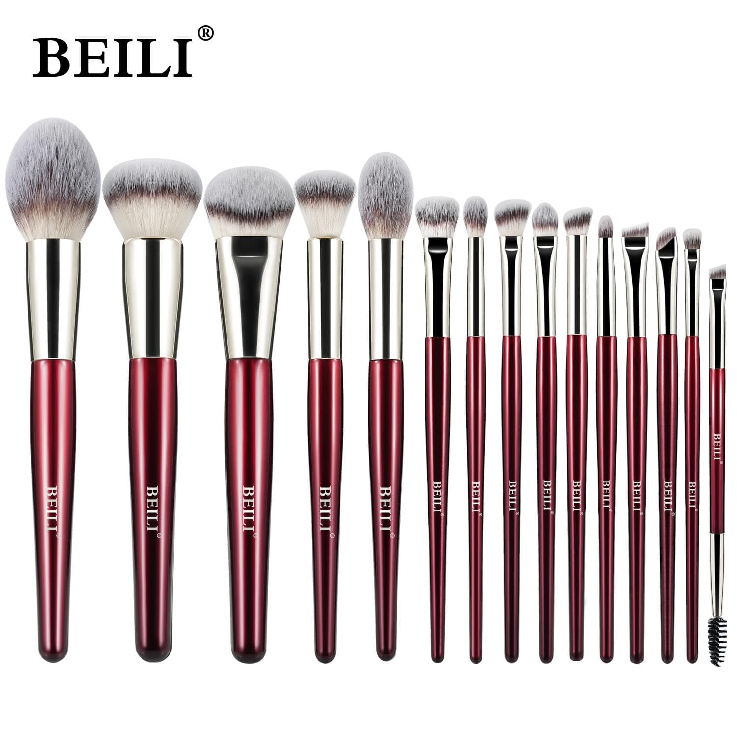 BEILI New 15/9/8PCS Makeup Brushes Set Professional Eyeshadow Brush Foundation Eyeliner Cosmetic Beauty Brush Kit red