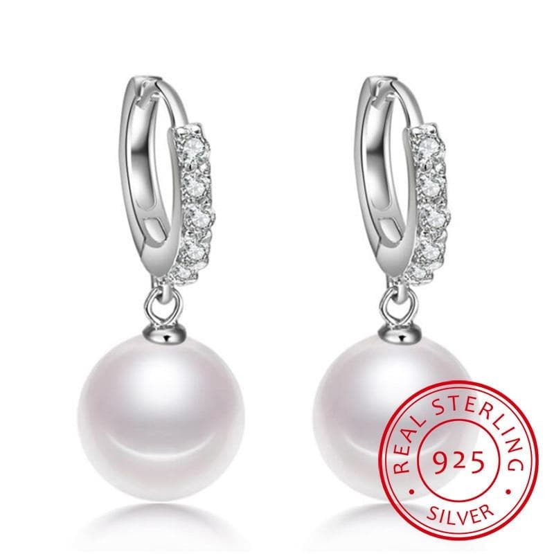 Pearl Earrings Genuine Natural Freshwater Pearl 925 Sterling Silver Earrings Pearl Jewelry For Wemon Wedding Gift