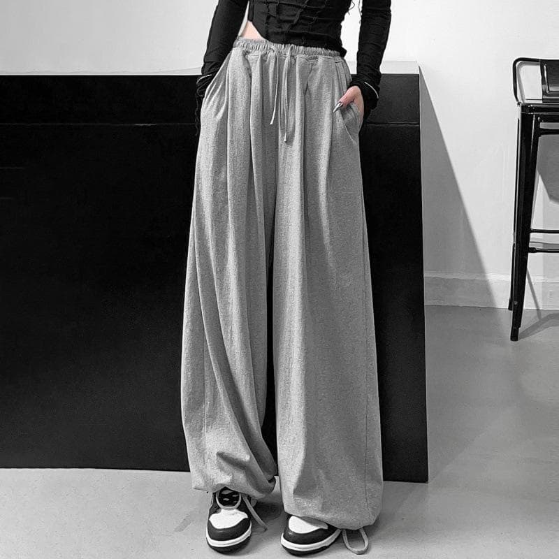Oversize Gray Joggers Sweatpants Women Korean Fashion Black Jogging Solid Color Sports Pants Loose Wide Leg Trousers Female M gray