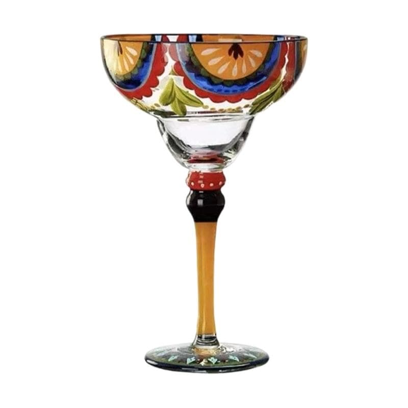 Artistic Hand Painted Cocktail Glass with Exotic Pattern Mexicans Party Supplies Margarita Glass Drinkware for Champagne