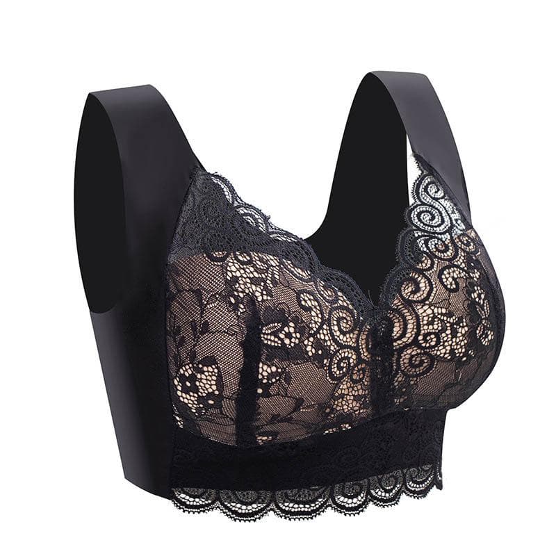 Ladies Large Size Lace Seamless One-piece Fixed Cup Sexy No Steel Ring Beautiful Back Gather Breathable Sleep Comfort Bra 4XL