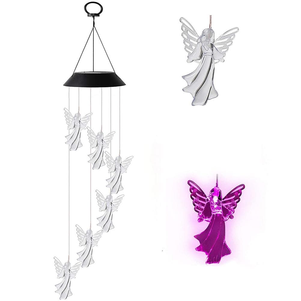 Outdoor Angel Solar Wind Chimes Light 7 Color Changing Solar Mobile Waterproof LED Wind Chimes for