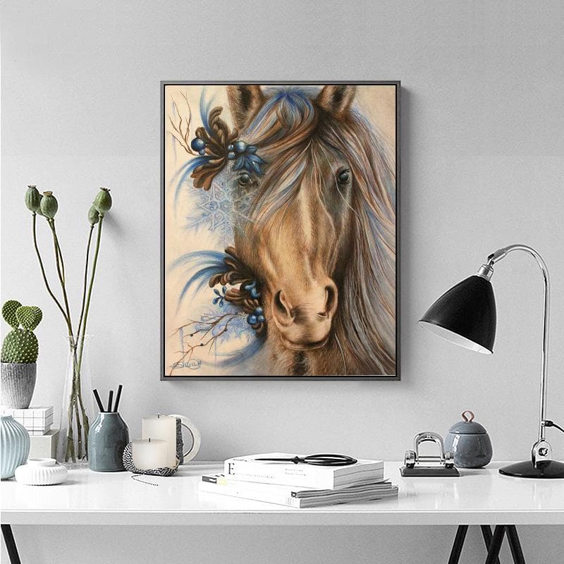 Round Rhinestone Diamond Embroidery Horse Animal 5d Diy Diamond Painting Handicraft Cross Stitch 20X30