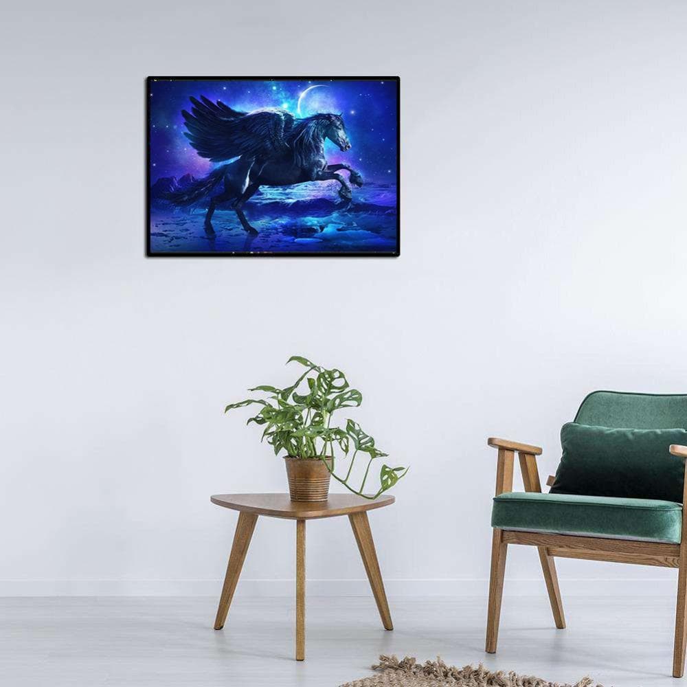 5D DIY Diamond Painting Black Running Horse Diamond Embroidery Cross Stitch Mosaic Painting 20X30CM
