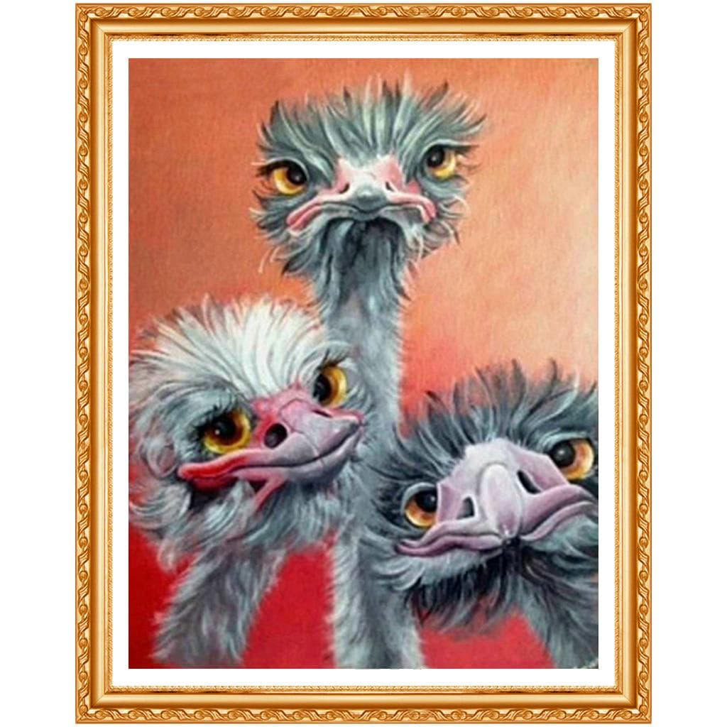 Diy Diamond Painting Ostrich Rhinestones Animal Embroidery Stones Cartoon Cute Wall Painting Kit 20X30CM