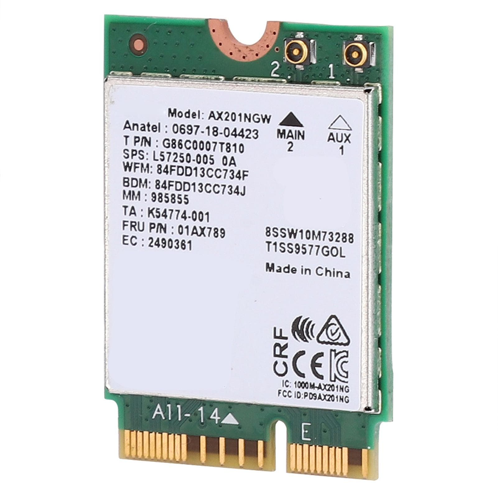 Network Card for Intel AX201NGW WIFI 6 Gigabit 2400M M.2.CNVio2 Interface for Bluetooth 5.0