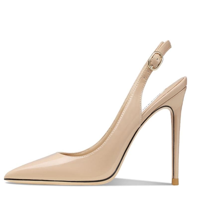 Sexy High Heels Pumps Shoes Nude Black Heeled Slingbacks Women's Sandal Large Size 45 Point toe Summer Office Party Shoes Female 38 beige