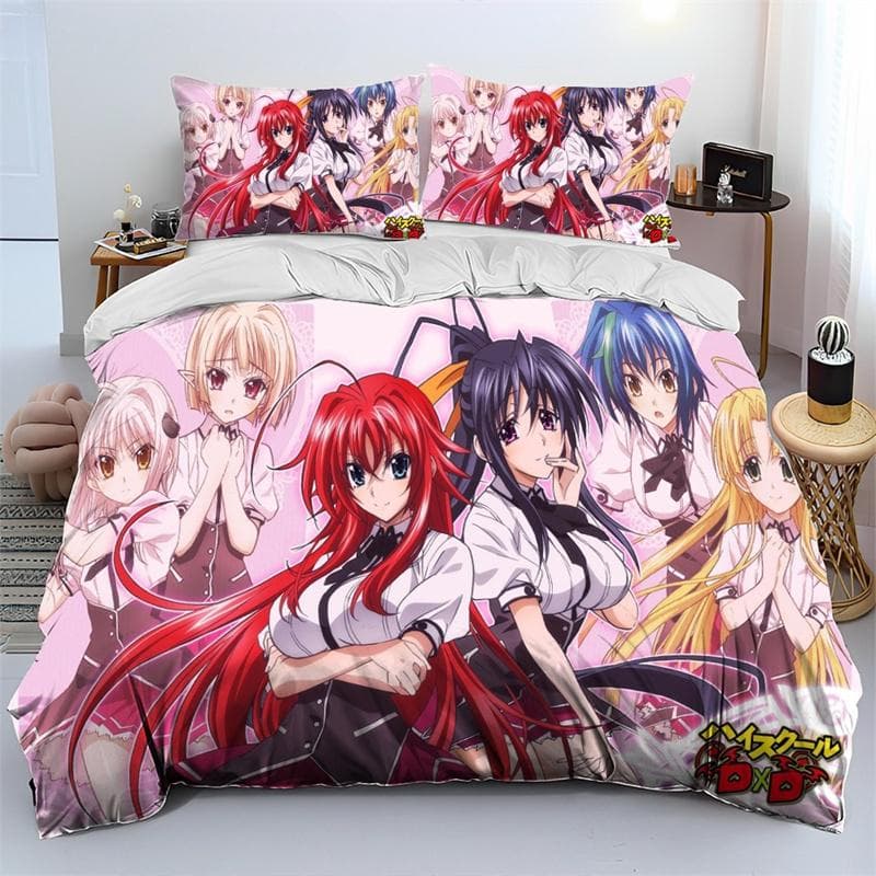 Sexy Girl High School DxD Anime Comforter Bedding Set,Duvet Cover Bed Set Quilt Cover Pillowcase,king Queen Size Bedding Set Kid 135x200cm 2pcs