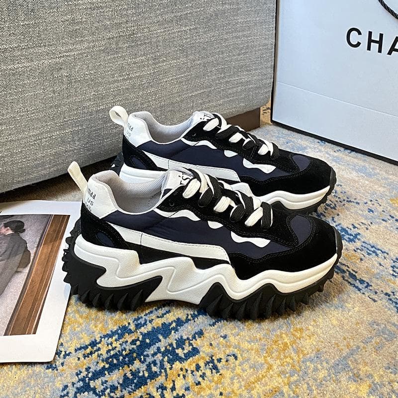 Spring New Thick-soled Heightened Ins Daddy Shoes Women Show Small Feet Canvas Small White Shoes 40