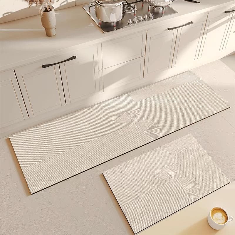 2PC Japanese Kitchen Floor Mat New Cream Wind Diatomium Mud Bathroom Non-Slip Foot Mat Waterproof Oil Long Carpet 400MMx600MM