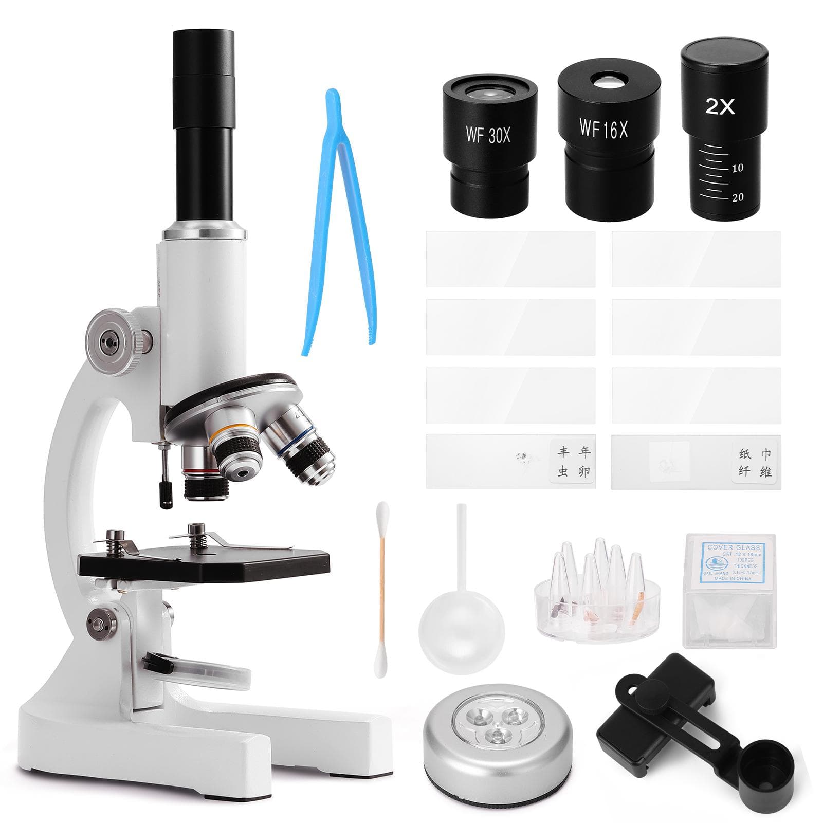 64X-2400X Monocular Optical Microscope Elementary School Children Science Experimental Biology multicolour