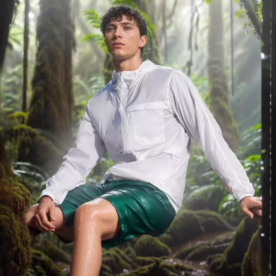 Summer Solid Color Hooded Jacket Men's Sports Sun Protection Clothing Casual Jacket Jacket 2XL
