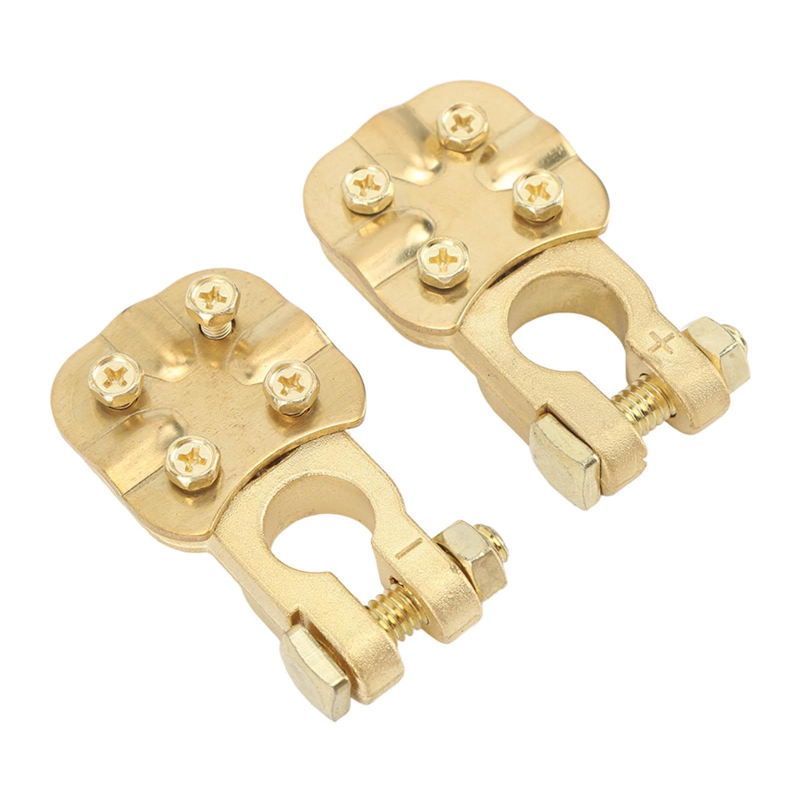 2Pcs Brass Battery Terminal Connector Car Top Post Clamp Set Positive Negative 1 to 3 Way 2?40 AWG