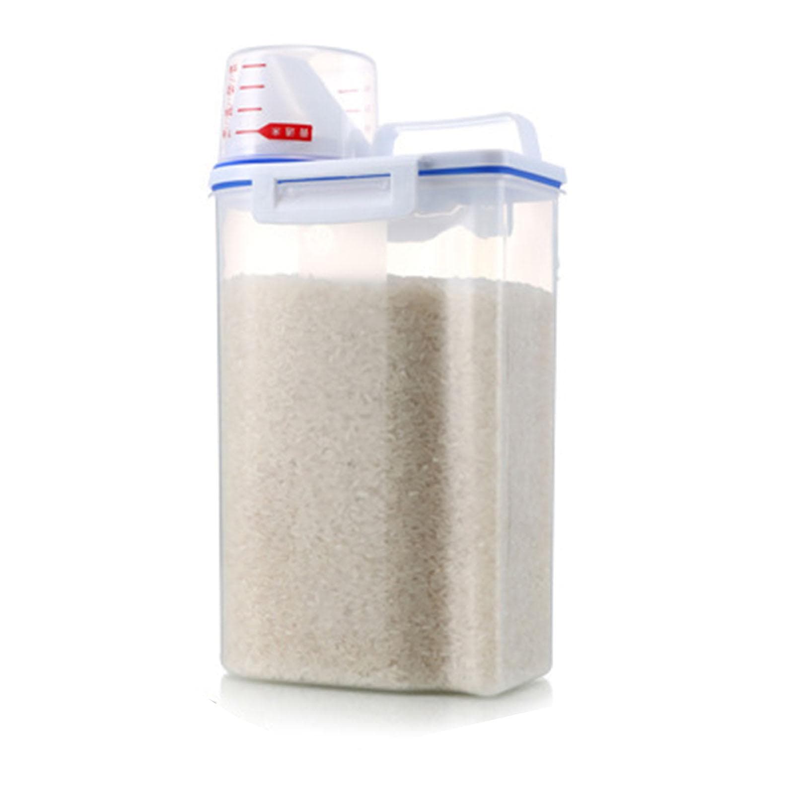Rice Storage Barrel 2KG Capacity BPA Free Airtight Cereal Container with Measuring Cup Lid for